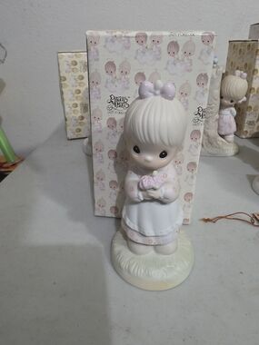 Precious Moments Porcelain Girl Figurine - Pink, White, Cream